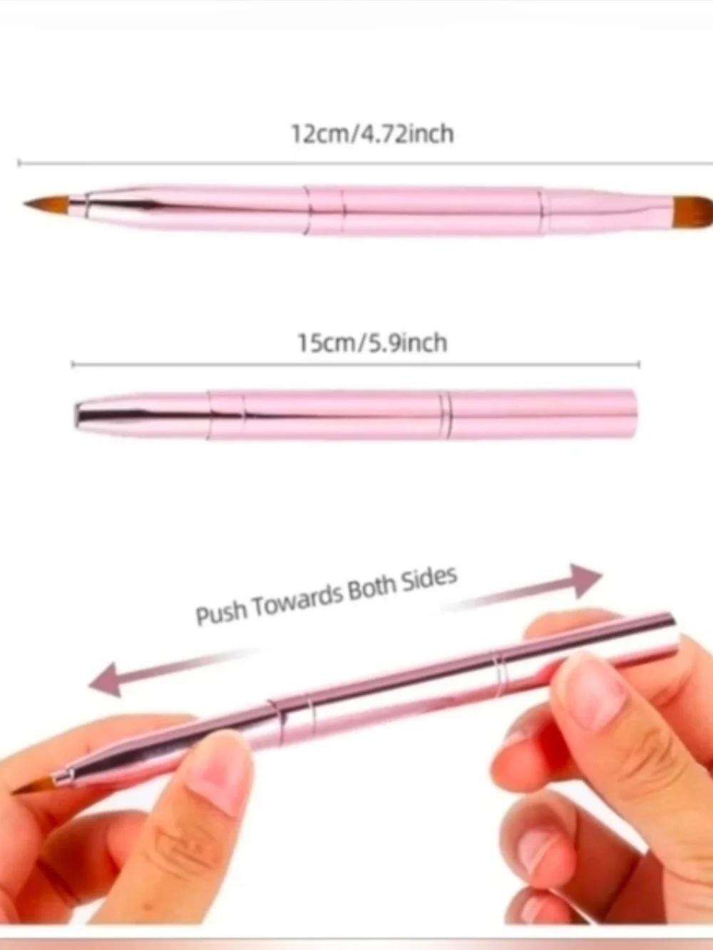 Pink Retractable Dual Sided Lip Brush- Pointed & Rounded Tips BNIB
